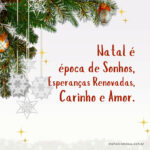 Cartão com mensagem Natal é época de sonhos