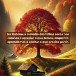 Imagem com poema sobre as folhas secas do Outono