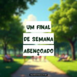 Imagem de parque com mensagem sobre final de semana abençoado